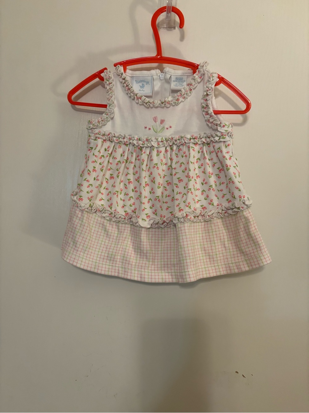 Hartstrings White Pink Floral Tiered Baby Dress
